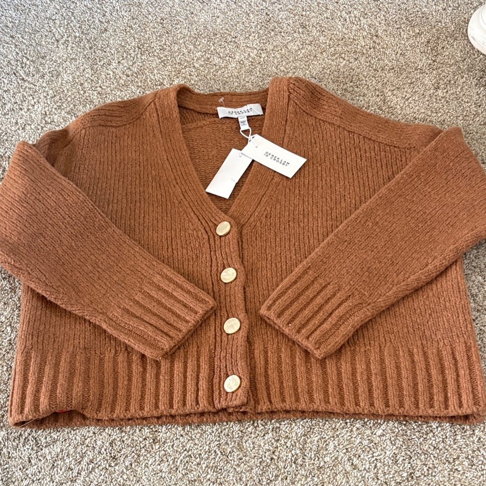 Derek Lam Warm Brown Cardigan Sweater